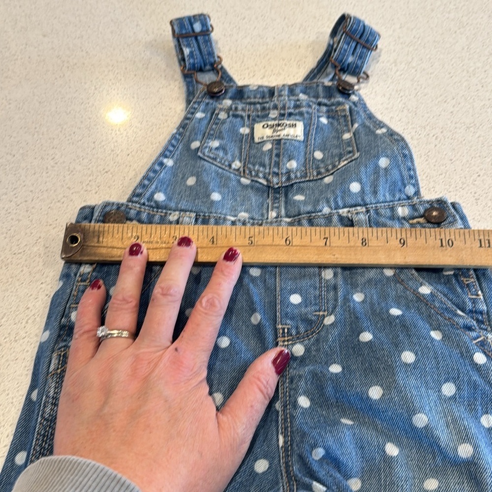 Baby Girl OshKosh Polka Dot Denim Overalls 24 Months - Picture 9 of 11